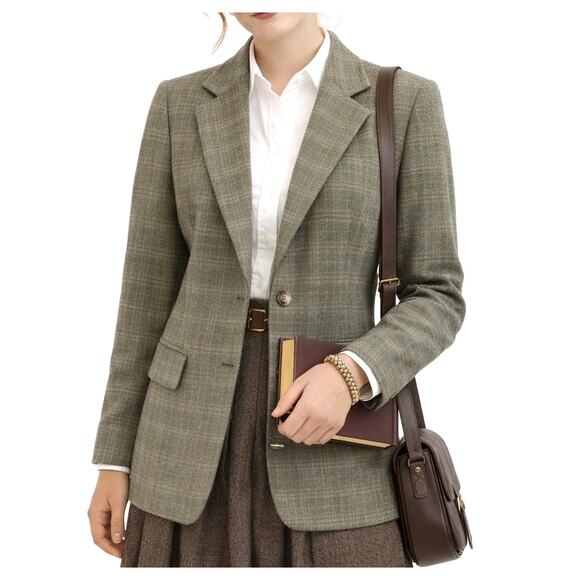 Pendleton Jackets & Blazers - Pendleton Wool Plaid Blazer Sage Gray Academic Preppy Jacket Sz 4